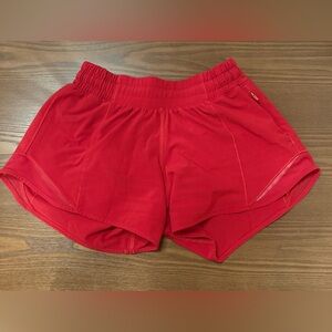 Lululemon Red Hotty Hot Low Rise Shorts! Size 0